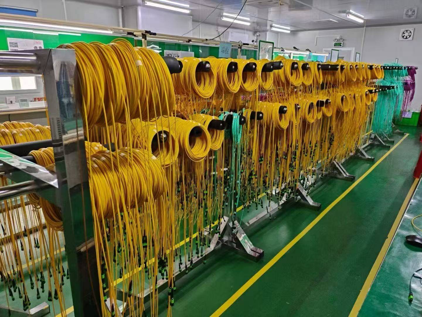 Fiber optic patch cord production line at JHT NetFiber