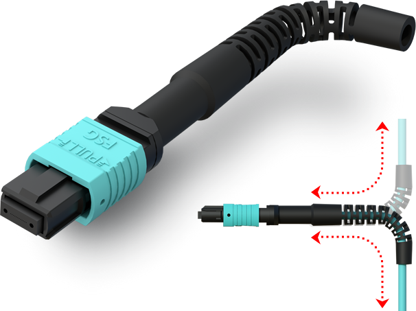 Flexible MPO connector boot construction