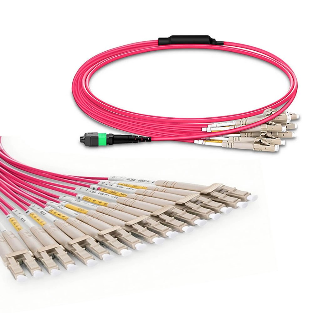 JHT NetFiber MTP male to 8 LC UPC duplex OM4 breakout cable 8F LSZH violet